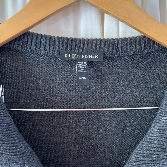 Eileen Fisher Cotton Cashmere Cardigan Boxy Fit Grey Button Front Pocket Sz XL - Picture 6 of 11